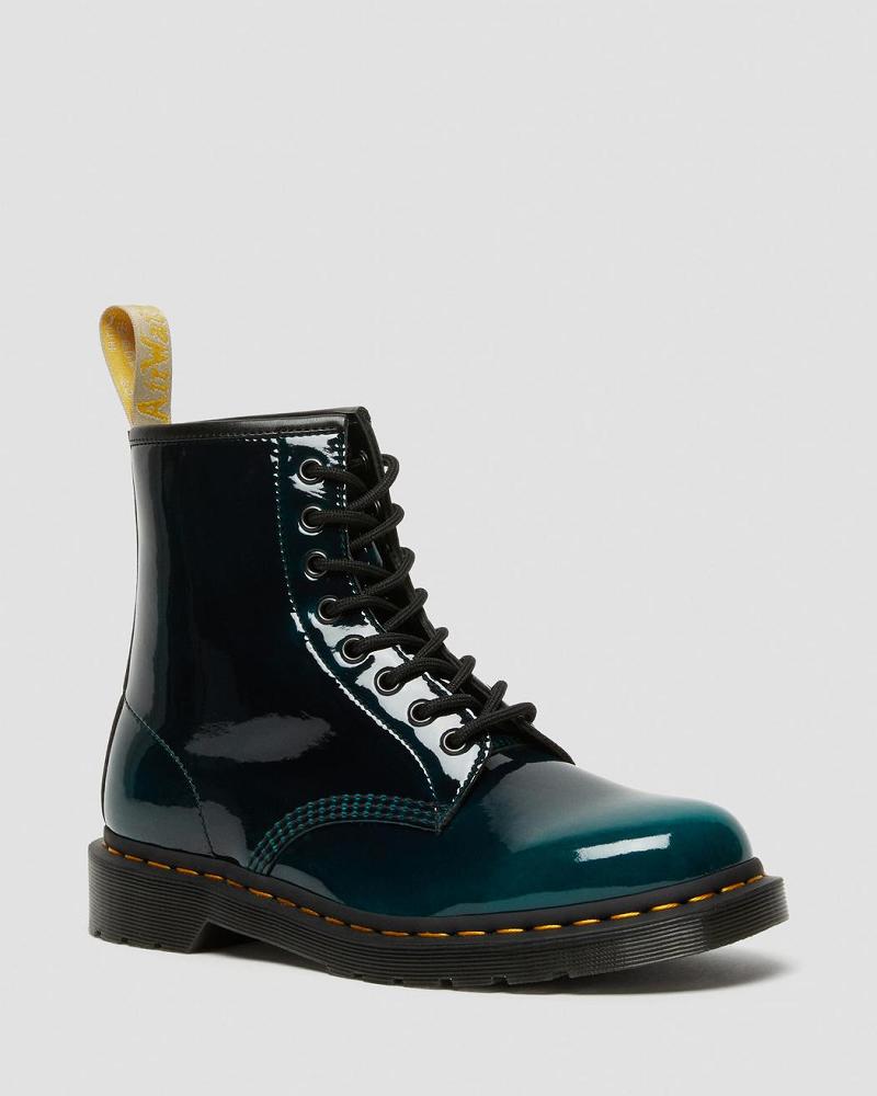 Black Women\'s Dr Martens Vegan 1460 Gloss Lace Up Boots | CA 222NWY